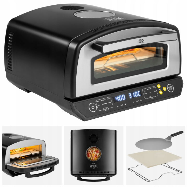 Teesa Supreme Elite Pizza Oven, 2200 W, 450°C, LED Window and 33 cm Stone
